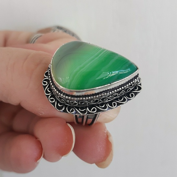 New Botswana Agate Antique Design Silver Ring. - Picture 2 of 8